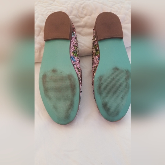 Betsey Johnson Pink Crystal Floral Embellished Loafers - Picture 4 of 4